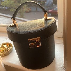 Charles + Keith black bucket purse